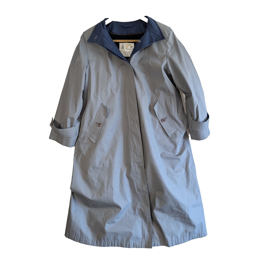 Women's Vintage London Fog Classic Trench Coat 12p With Removable Lining Gray